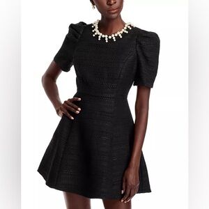 Bloomingdale’s x AQUA Faux Pearl Tweed Mini Dress Black XS